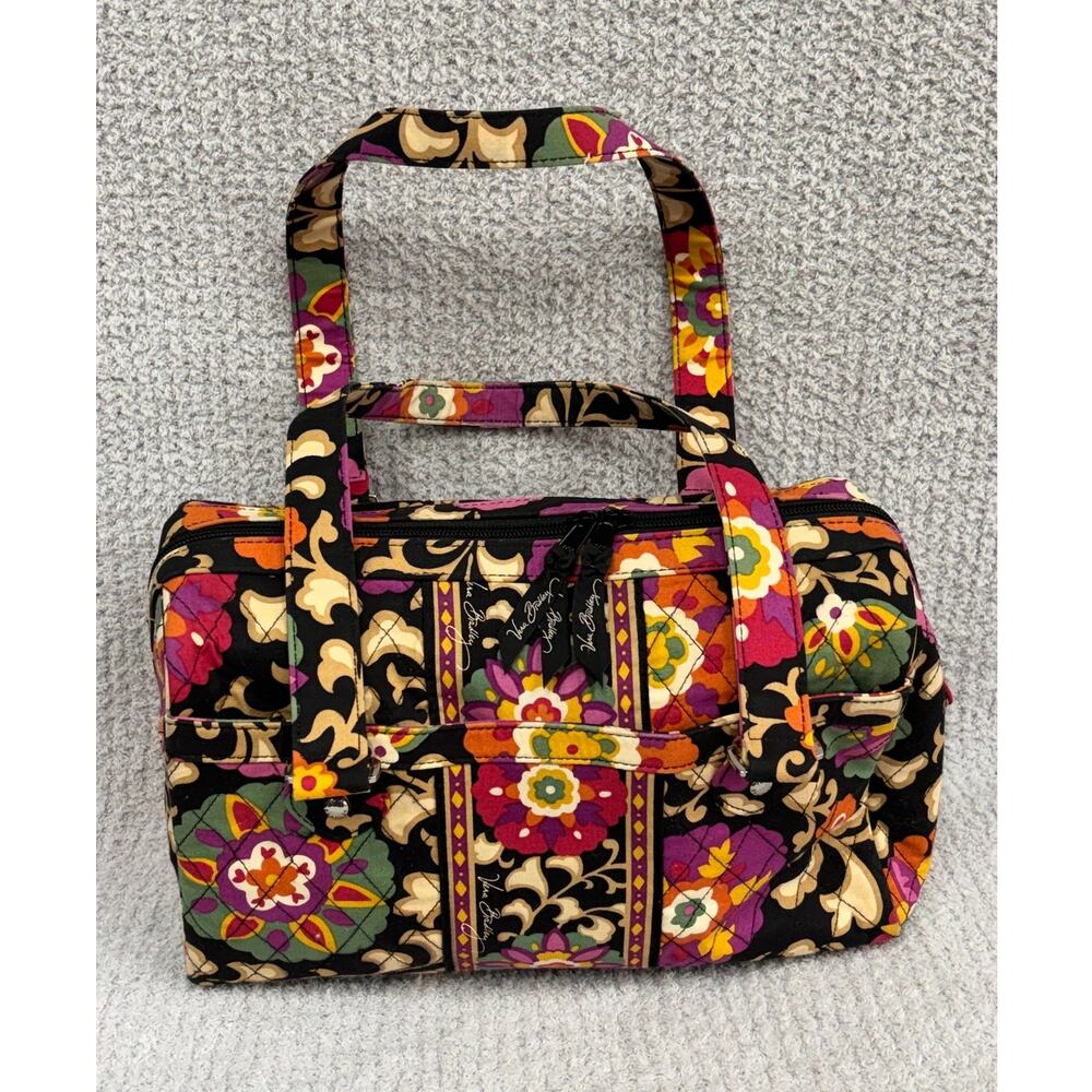 Vera Bradley Black Pink Floral Print Satchel Purse #81776